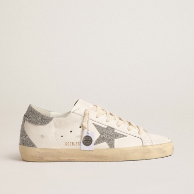 Golden Goose Old School With Ice-gray Suede Star And Glitter Heel Tab GWF00177.F004705.82337